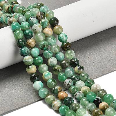 Natural Green Line Jasper Beads Strands G-B128-A03-02-1