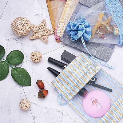30Pcs 6 Colors Cotton & Organza & Burlap Packing Pouches Drawstring Bag ABAG-MB0001-09-1