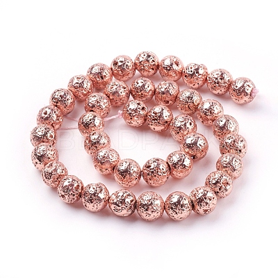 Electroplated Natural Lava Rock Bead Strands X-G-E429-01-10mm-RG-1