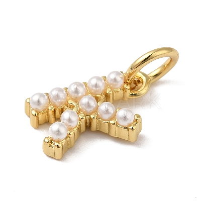 Rack Plating Brass with ABS Plastic Imitation Pearl Charms KK-B092-30K-G-1