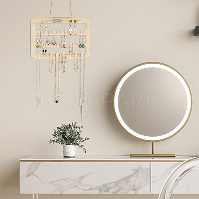 4-Tier Wooden Wall Mounted Earring Display Rack EDIS-WH0030-25-1