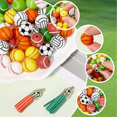 DIY Sports Ball Keychain Making Kit DIY-SP0001-48-1