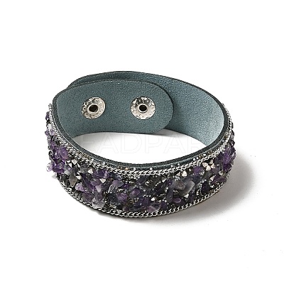 Faux Suede Snap Cord Bracelet LS-BJEW-F428-10-1