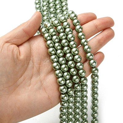 Eco-Friendly Glass Pearl Beads Strands HY-A008-8mm-RB115-1