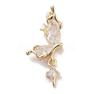 Brass Pave Clear Cubic Zirconia Pendants KK-Z061-14G-02-1