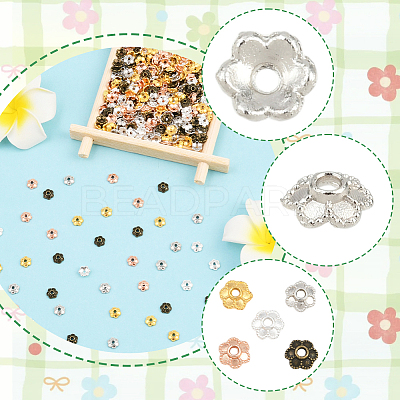 350Pcs 5 Colors Alloy Bead Caps Enamel Settings FIND-PA0001-08-1