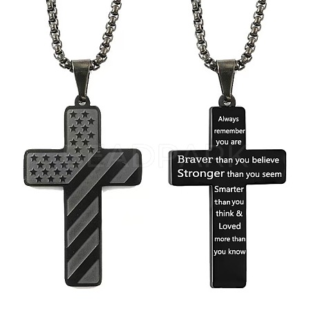 American Flag Bible Cross 304 Stainless Steel Pendant Necklaces for Men FS-WGFCD71-01-1