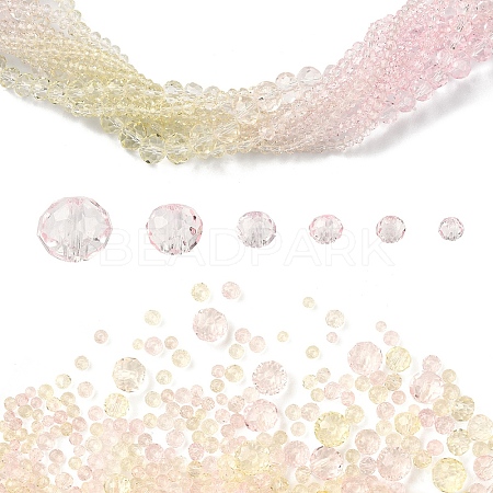 6 Styles Gradient Color Transparent Painted Glass Beads Strands DGLA-YW0001-28Y-1