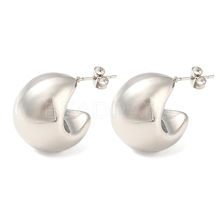 Non-Tarnish 304 Stainless Steel Plain Dome Stud Earrings EJEW-H102-01P-1
