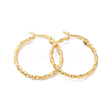 PVD Vacuum Plating 201 Stainless Steel Twist Rope Hoop Earrings with 304 Stainless Steel Pins for Women EJEW-D279-03G-01-1