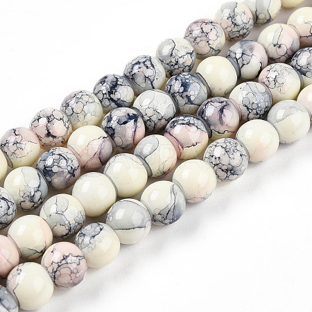 Baking Paint Glass Beads Strands DGLA-N003-6mm-C05-1