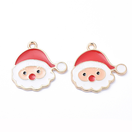 Golden Plated Alloy Enamel Pendants X-ENAM-D040-C08-G-1