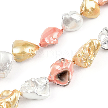Electroplated Natural Freshwater Shell Beads Strands SHEL-R113-01H-1