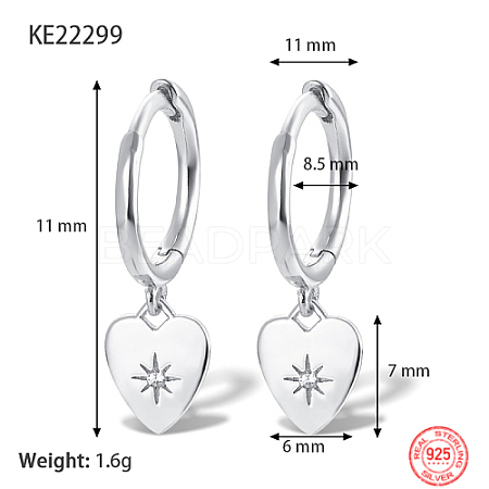 Rhodium Plated Platinum 925 Sterling Silver Dangle Hoop Earrings for Women GN7396-4-1