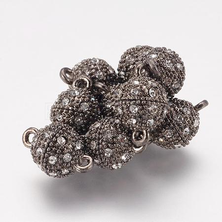 Alloy Rhinestone Magnetic Clasps with Loops RB-H116-2-B-1