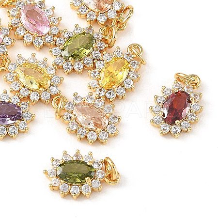 SHEGRACE Brass Micro Pave Cubic Zirconia Pendants XGRQ2O909-446G-1