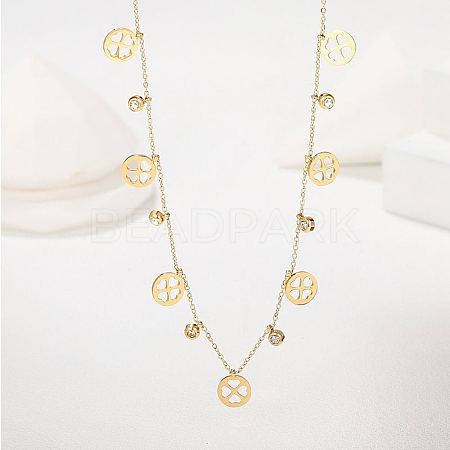 Stainless Steel Clover Bib Necklace QC7472-1-1