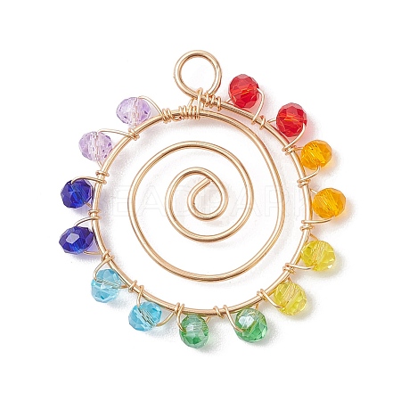 Chakra Baking Paint Glass Pendant PALLOY-JF02745-02-1