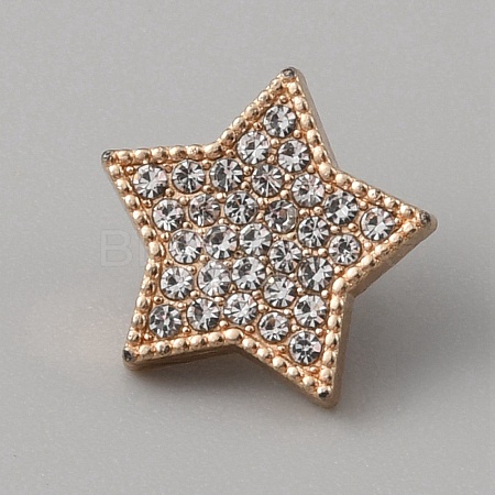 1-Hole Alloy Rhinestone Shank Buttons BUTT-WH0020-33KCG-1