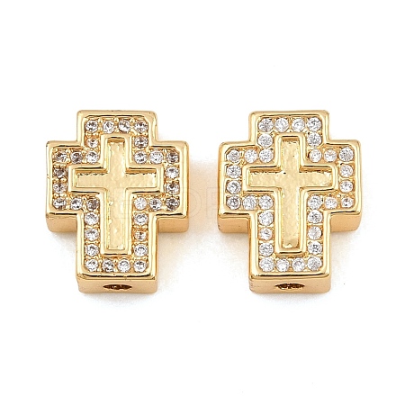 Brass Micro Pave Clear Cubic Zirconia Beads CU-CBA1F4D-01G-1