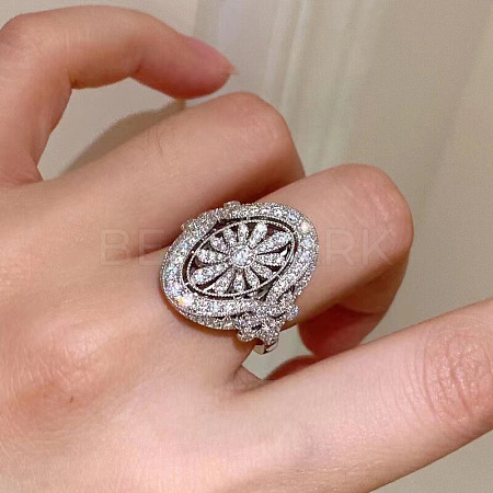 Brass Micro Pave Cubic Zirconia Finger Rings for Women FS-WGE2DD0-01-1