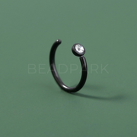 304 Stainless Steel Crystal Rhinestone Flat Round Cuff Hoop Nose Rings WG9BB1A-02-1