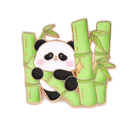 Panda with Bamboo Enamel Pins JEWB-L028-02G-02-1