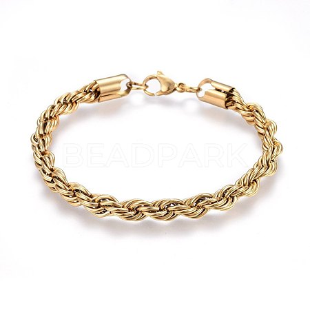 304 Stainless Steel Rope Chain Bracelets BJEW-H574-04G-1
