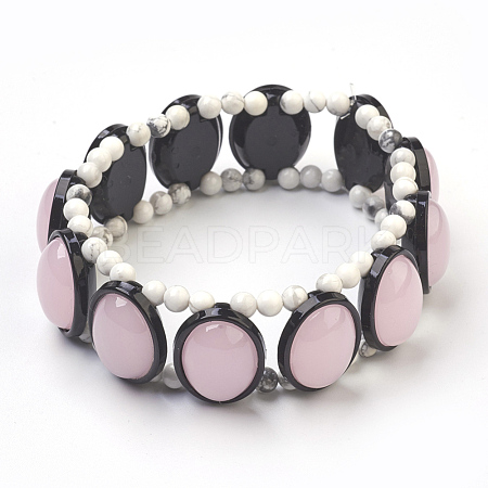 (Jewelry Parties Factory Sale)Natural Howlite Beads Stretch Bracelets BJEW-JB03854-04-1