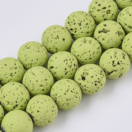 Spray Painted Natural Lava Rock Beads Strands G-N0324-D-08-1