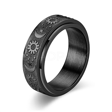 Star & Moon & Sun 304 Stainless Steel Rotatable Finger Ring PW-WG61315-05-1