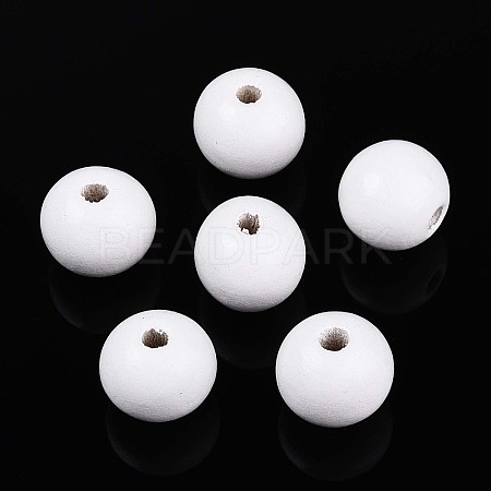Spray Painted Round Natural Schima Wood Beads WOOD-A018-14mm-30-1