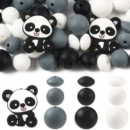 40Pcs 10 Styles Silicone Beads SIL-FS0001-27B-1