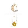 Wire Wrapped Natural Yellow Quartz Moon with Tree of Life Pendant Decorations HJEW-K046-07G-02-2