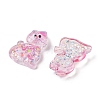 Transparent Resin Bowknot Kitten Decoden Cabochons RESI-M045-07-3