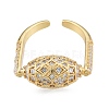 Clear Cubic Zirconia Oval Open Cuff Ring RJEW-G261-21G-1