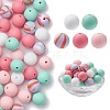 50Pcs 5 Styles Round Silicone Beads SIL-YW0001-22-1