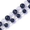 Natural Black Agate and Frosted Quartz Crystal Beads Strands G-I225-01-10mm-1