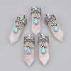 Natural Rose Quartz Pendants X-G-S292-05E-1