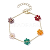 Glass Flower Links Bracelets & Necklaces Sets SJEW-JS01296-4