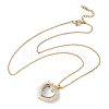 Brass Micro Pave Clear Cubic Zirconia and Glass Heart Locket Photo Pendant 304 Stainless Steel Chain Necklaces for Women NJEW-D341-01G-4