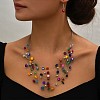 Bohemian Style Alloy & Shell Flat Round Beaded Multilayer Necklaces & Dangle Earrings Sets FS-WGABD8B-01-1