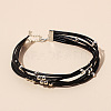 Alloy Round Bead PU Leather Multi-strand Choker Necklaces for Women WGA79C6-01-3