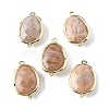 Natural Sunstone Faceted Oval Connector Charms G-H323-02G-11-1