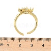 Flower Brass Micro Pave Cubic Zirconia Cuff Rings for Women RJEW-A069-01A-G-5