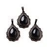 Natural Obsidian Teardrop Pendants G-K363-01R-19-1