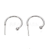 Tarnish Resistant 304 Stainless Steel C-shaped Hoop Circle Ball Stud Earrings X-STAS-K204-04P-1