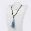 Nylon Tassel Pendant Necklaces NJEW-JN02075-5