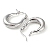 Rhodium Plated 925 Sterling Silver Chunky Hoop Earrings EJEW-K258-01B-P-2