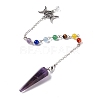 Natural Amethyst Hexagonal Pointed Cone Dowsing Pendulum Pendants G-G983-05P-01-2